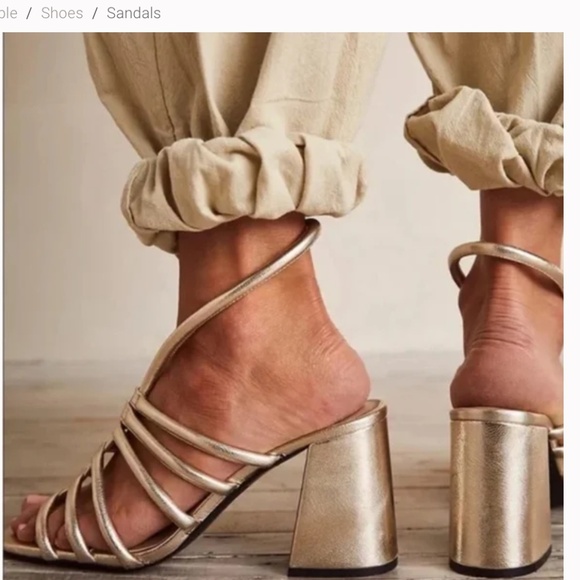 FREE PEOPLE Colette Cinched Heels Sandals Champagne Size EU 40 - Picture 4 of 13